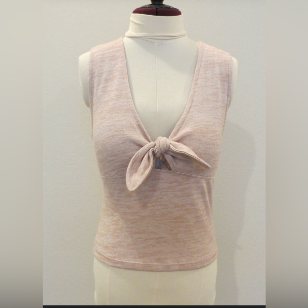 American Eagle Light Pink Front Tie Cropped Top Size Medium - Picture 1 of 5